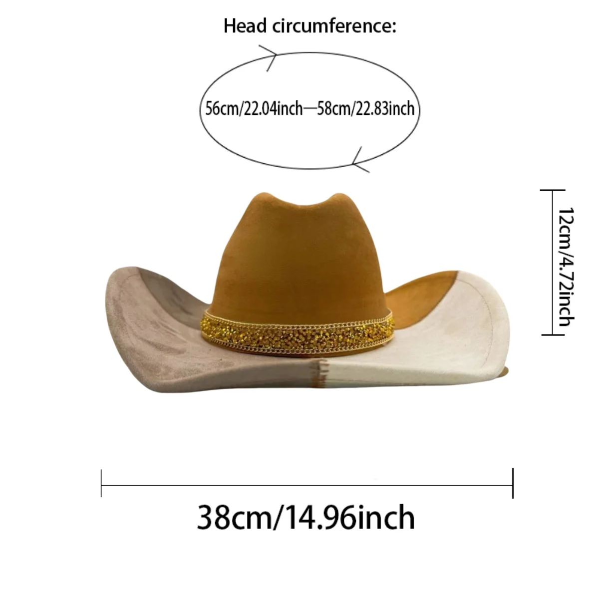 HongLuan Blue Felt Glitter Costume Hat Adult & Cowboy Hats Rhinestone for Woman, Cowboy Cosplay Female Accessories & Cowgirl Cap