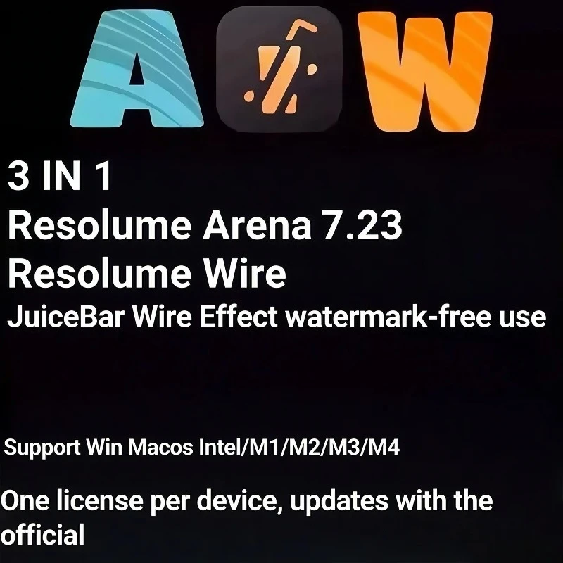 Resolume Arena 7.23.2 License 3in1 Including Resolume Wire andJuiceBar Wire Effect Software Support Upgrade