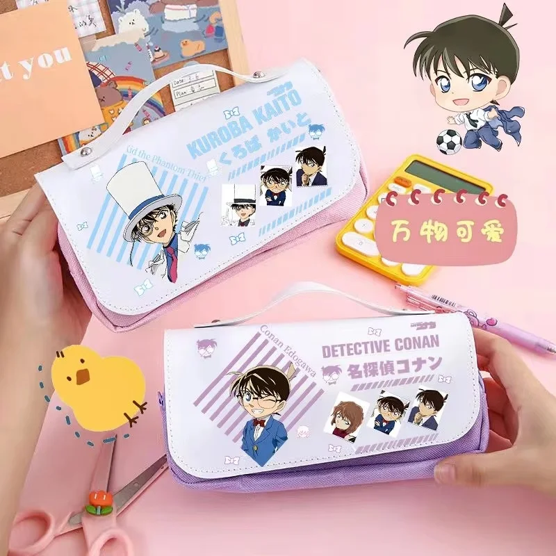 

New 2024conan Detective Large Capacity Pencil Cases For Children Conan Edogawa Kuroba Kaito Sherry Pencil Box Gifts