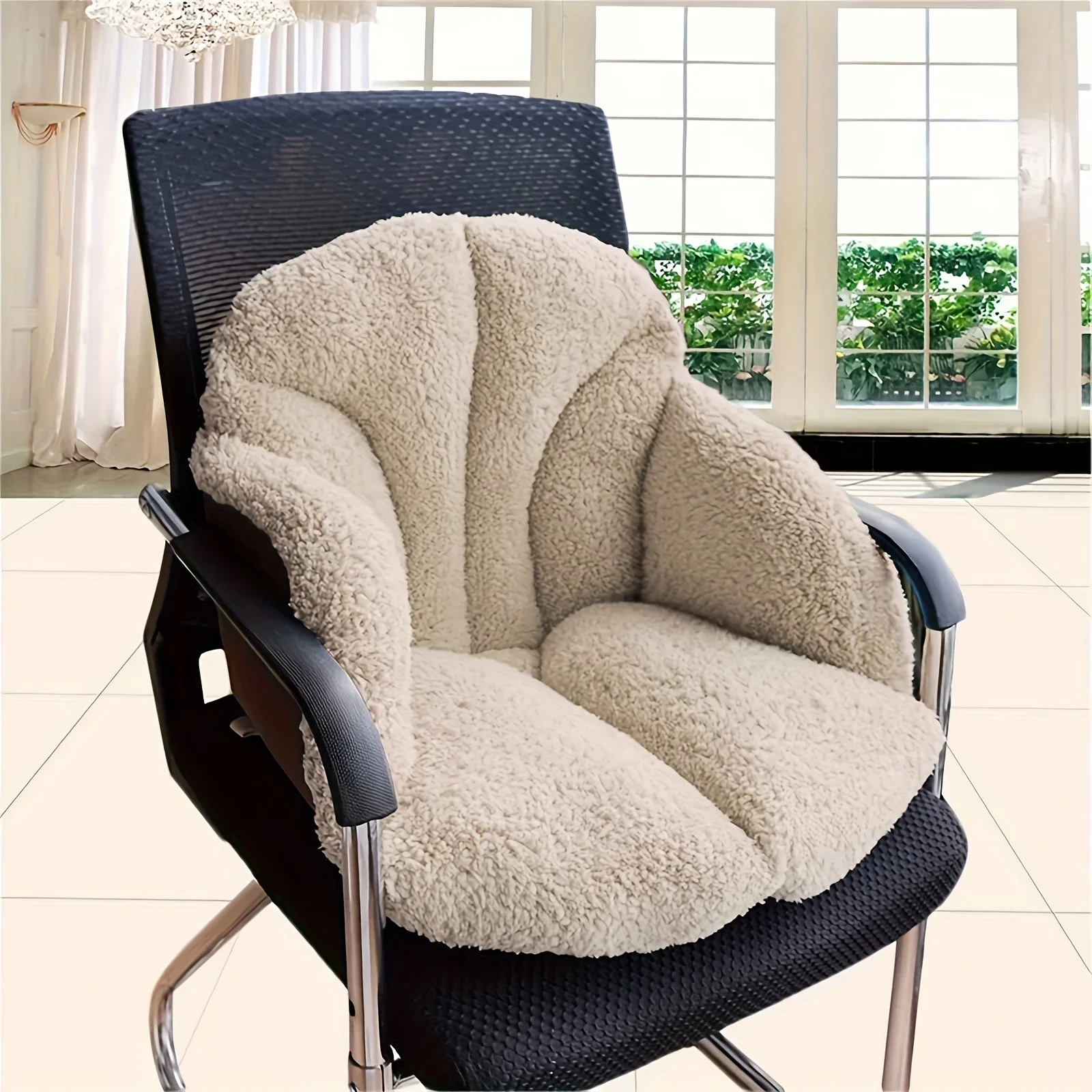 Warm Cashmere Chair Cushion Ergonomic Office Chair Pad Home Winter Warm Seat Cushion  Backrest Seat Pad Lumbar Support Gift