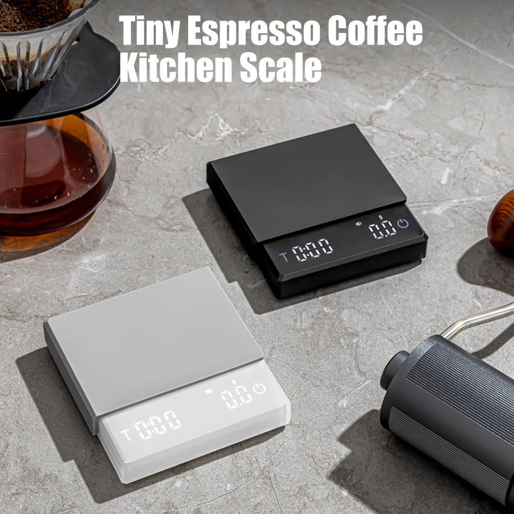 

Tiny Espresso Coffee Kitchen Scale Mini Smart Timer USB 2kg/0.1g g/oz/ml Pad Man Woman Gift digital weight scale