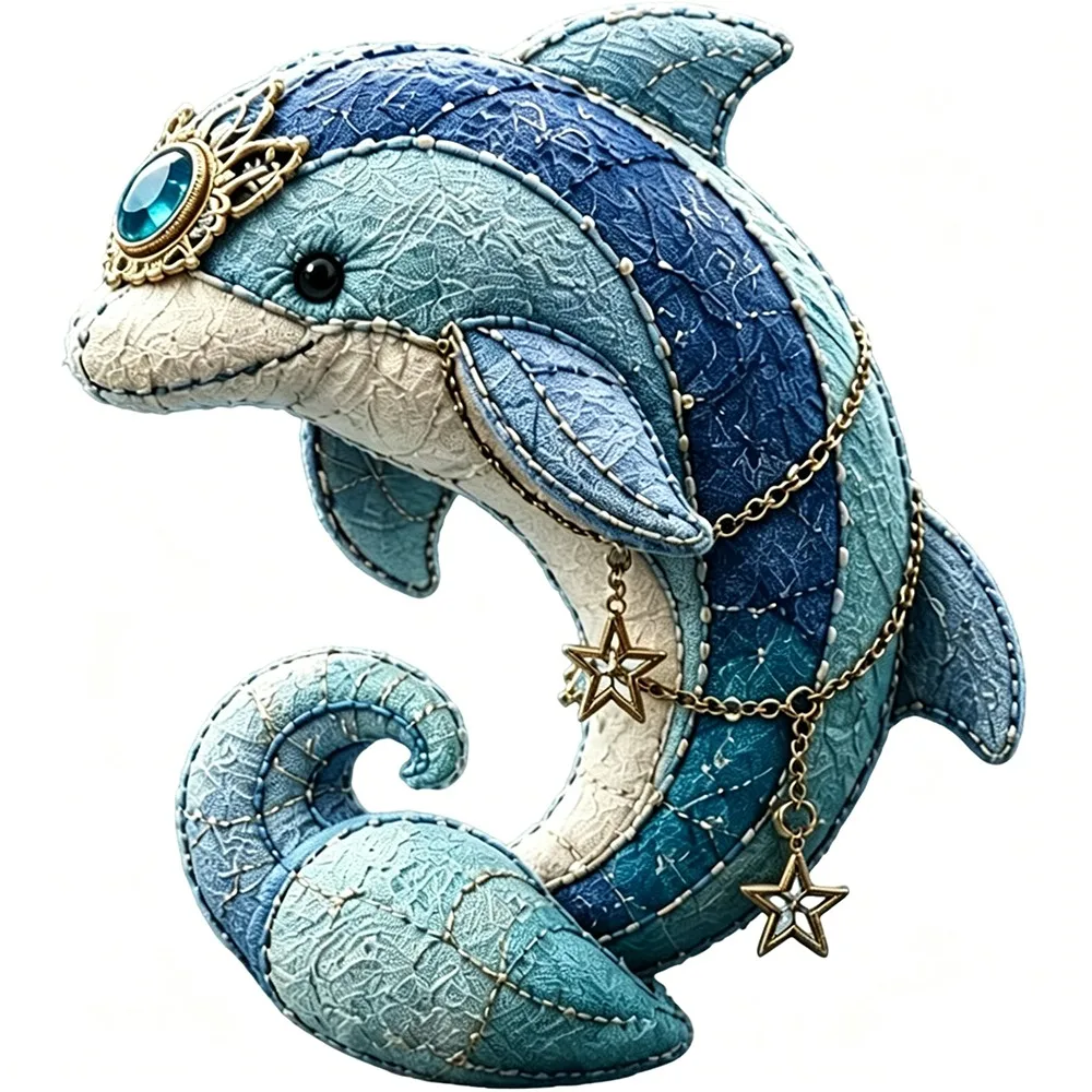 

Floral Fabrics Buttons Ocean Animal Patchwork Set Material Pack Hanging Kit Mystic Ocean Figurine Creative Design