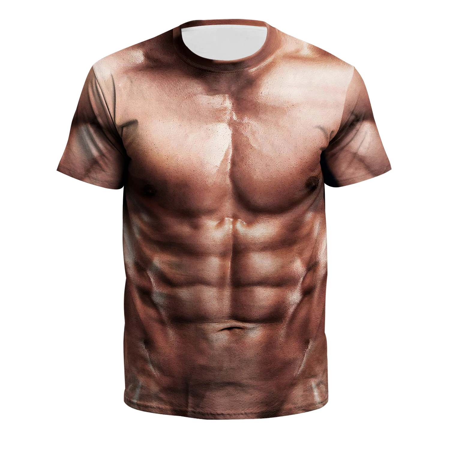 Zawaland-Camiseta con estampado 3D de cuerpo musculoso para hombre, ropa de calle a la moda, Tops de manga corta con patrón de carne