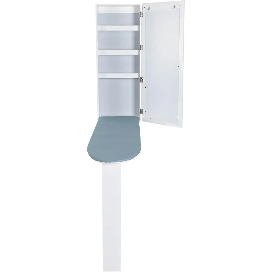 

Wall Mounted Ironing Board, Foldable Ironing Station with Storage & Wall-Mounted Mirror, Built in Ironing Board & Folding Suppor