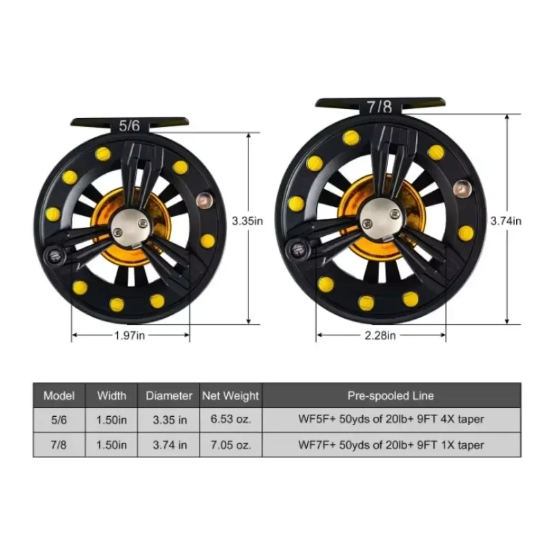 Carrete de mosca Goture 5/6 7/8wt – Aluminio fundición precargado - imagen 2