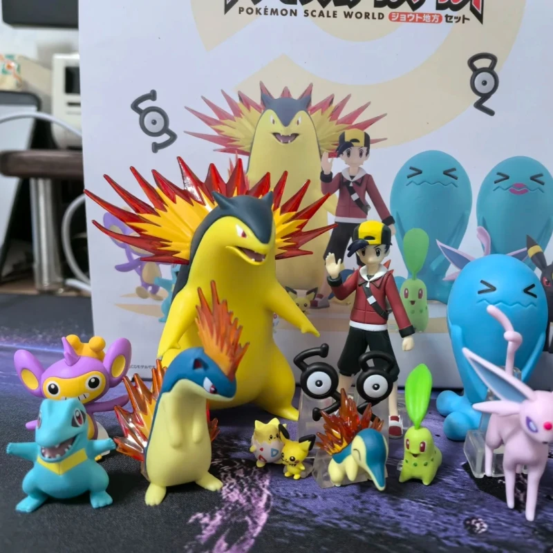 Bandai Pokemon Scale World Johto Region  - Cyndaquil Chikorita Pichu Aipom Marill Totodile Umbreon Actiuon Figure Model Toy Gift view 4