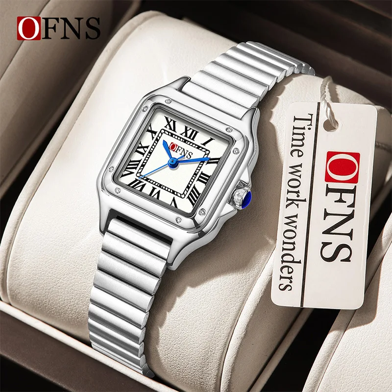 OFNS2025 New Simple Fashion Couple Watch Square Roman Scale Waterproof Retro High end Business Quartz Watch for Men and Women