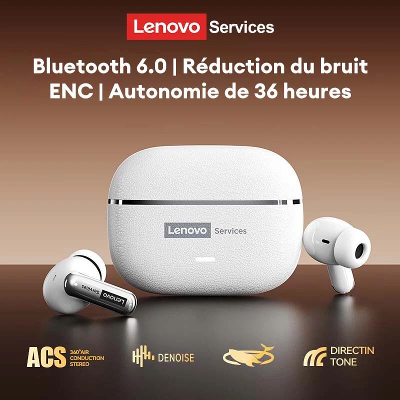 Lenovo LE208 écouteurs sans fil ENC appel suppression du bruit Bluetooth V6.0 HIFI casque HIFI son casque HD appel avec micro
