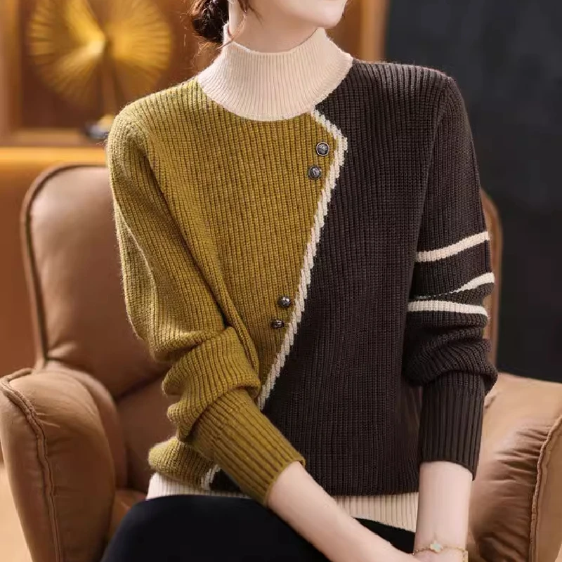 

Women's Knitted Sweater f High Collar Autumn Winter New Sle Dongguan Daliang Woolen Weaving Store Front Long Sve