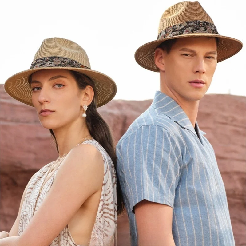 남성과 여성을 위한 새로운 모자 우아한 패션 통기성 린넨 대형