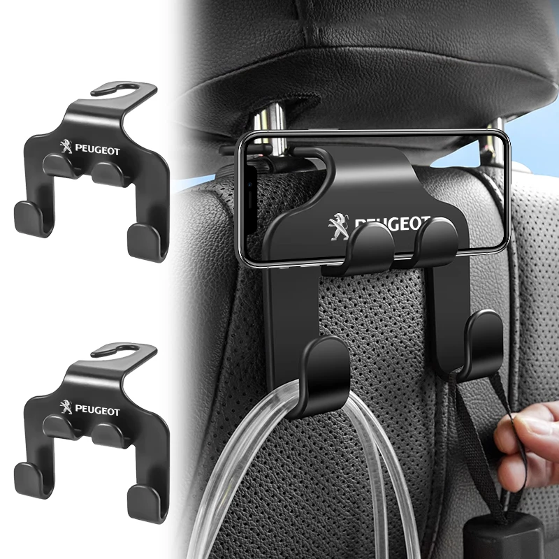 Multi-function Car Seat Back Double Hook Hanger Handbag Storage Hook For Peugeot 407 508 2008 5008 307 308 3008 208 107 106 205