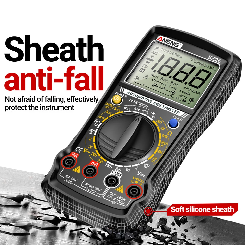 SZ26 Digital Multimeter AC/DC Voltage DC Current 1999 Count High Precision Car Overhaul Multimetro Diode Resistance Tester