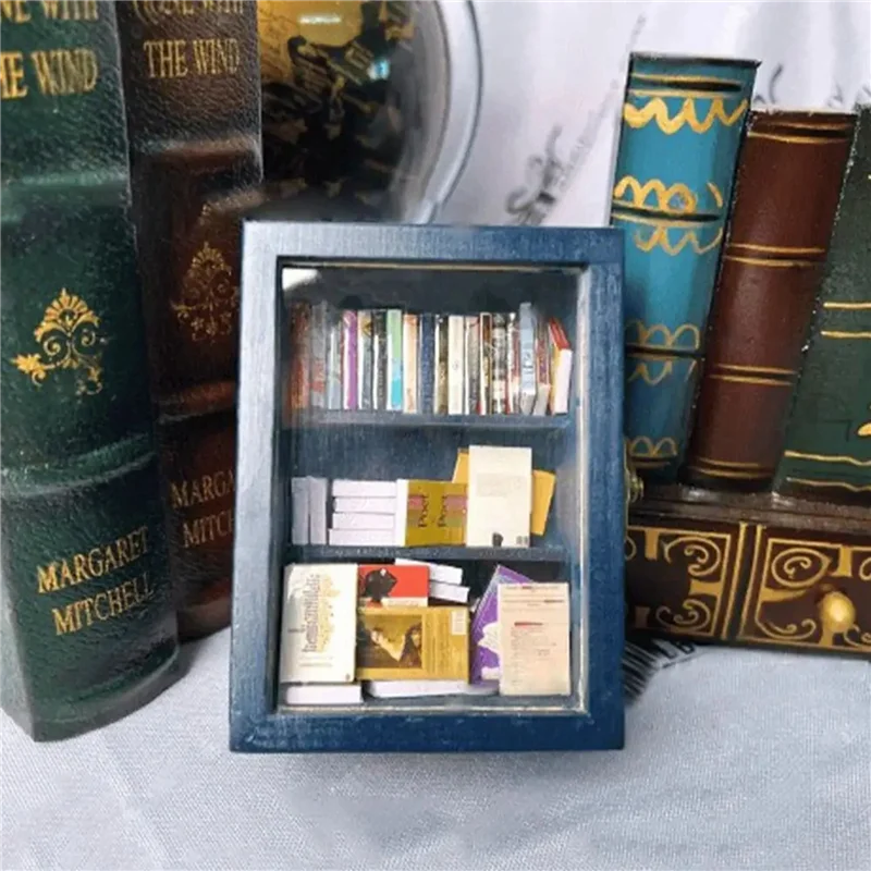 

ABWP-2X Miniature Bookshelf Pocket Anxiety Bookshelf Wooden Tiny Book Library Stress Reliever Bookshelf Tabletop