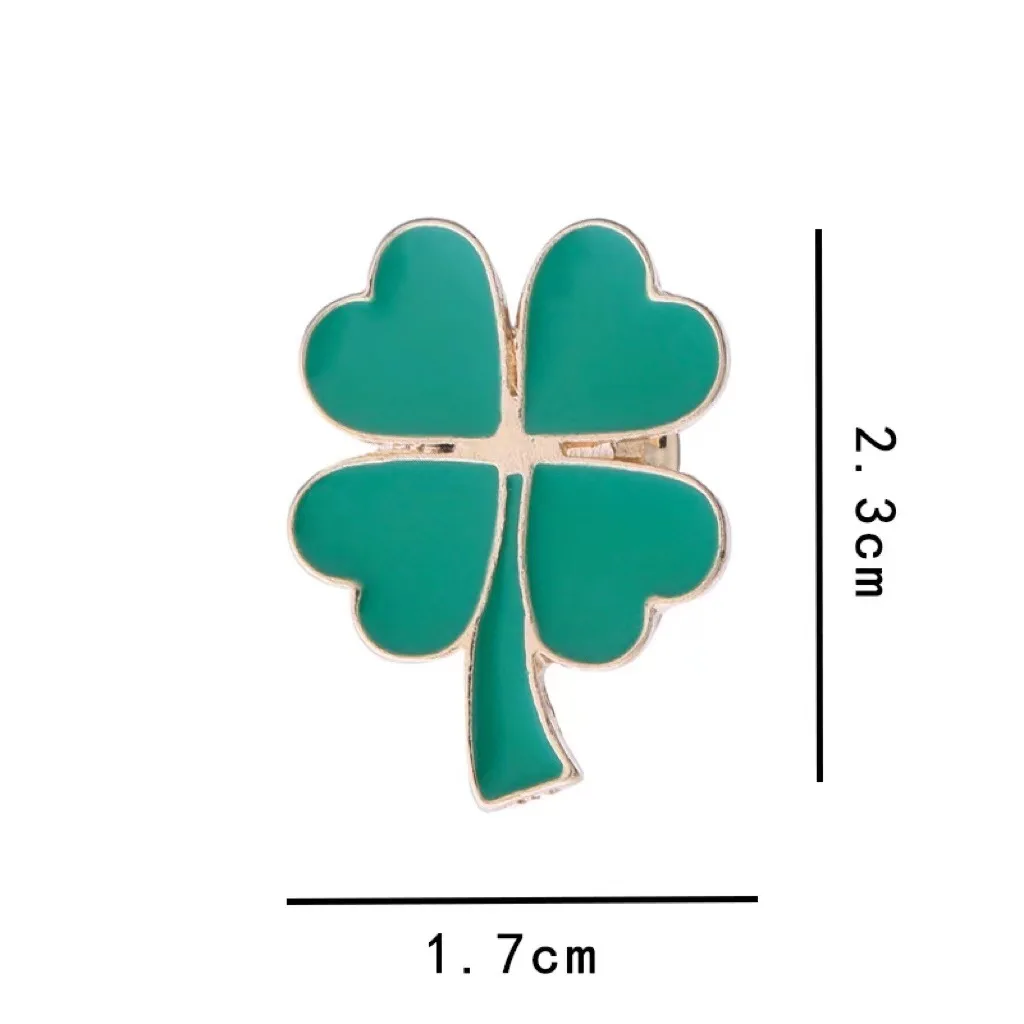 Cartoon Brooch Cute Versatile Personality Badge Japanese Ins Women\'S Breastflower Lucky Four Leaf Grass Green Breast Pin New