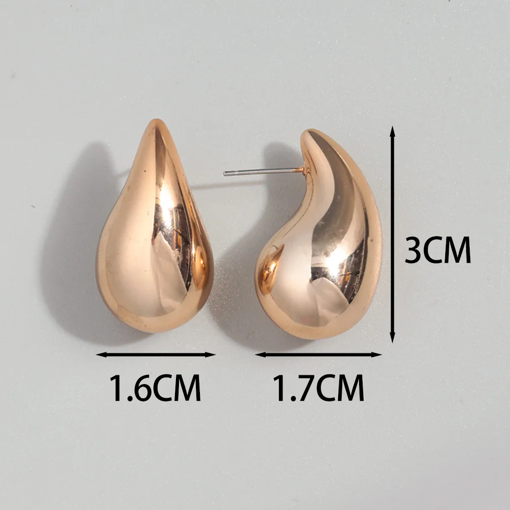 New 3 Pair/Set Chunky Waterdrop Hoop Earrings Dupes for Women Thick Metallic Color Acrylic Tear Drop Earring Lightweight Jewelry