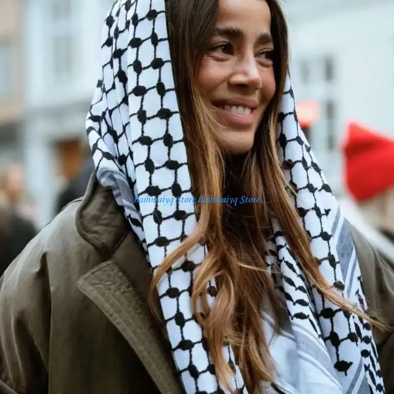 

573B Traditional Arab Shemagh Scarf Arabian Dubai Desert Headwrap Ethnic Accessory