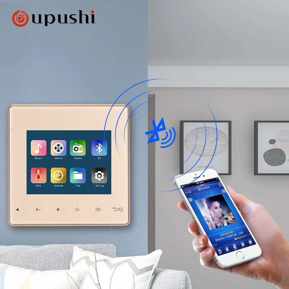 Oupushi-Amplificador de pared con bluetooth, altavoz de techo de 2x25W, Sistema de música de fondo para el hogar de 5,25 pulgadas, 10-80W