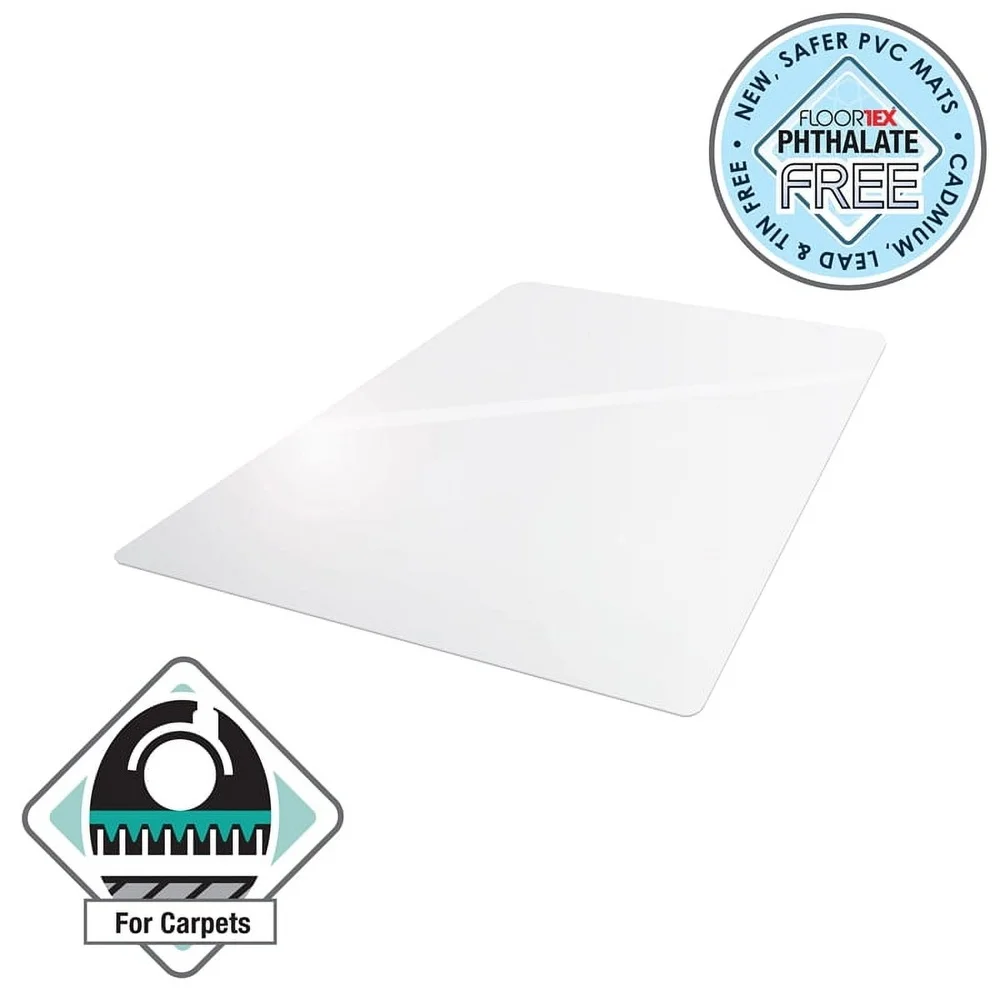 ไวนิลสี่เหลี่ยมผืนผ้าเก้าอี้พรมป้องกัน 48x60 ERGONOMIC เป็นมิตรกับสิ่งแวดล้อมทนทานชั้นครอบคลุมเหมาะสําหรับสํานักงาน