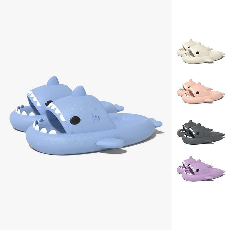 Summer Women Shark Slippers Men EVA Solid Color Slides Adults Fashion Thick Soles Flip Flops Outdoor Non-Slip Couples Sandals