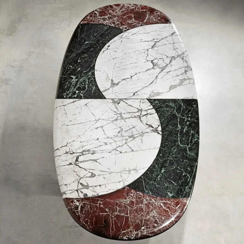 Nordic light luxury Italian metal marble countertop restaurant dining table meeting table