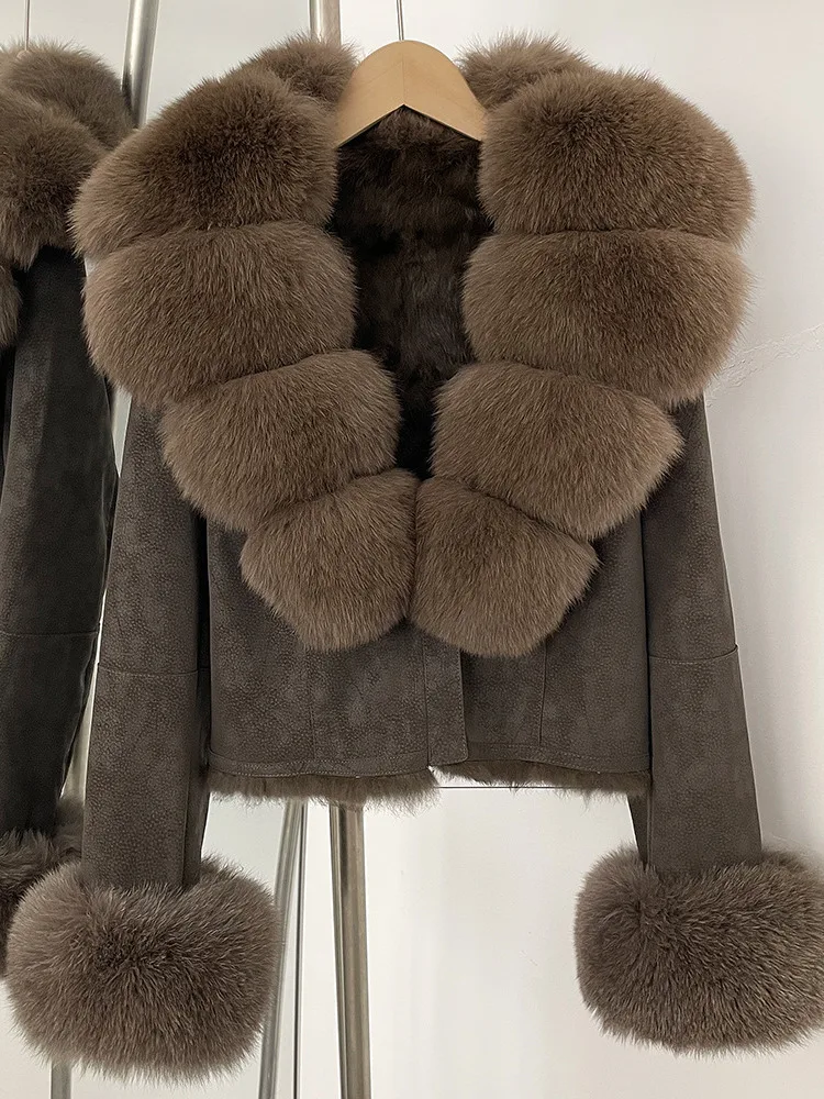 ZMEENNA Dames Elegante Korte Nepbontjas Pluizige Winterjas Zachte Warme Bovenkleding Stijlvolle Modieuze Pluche Top ZM3381