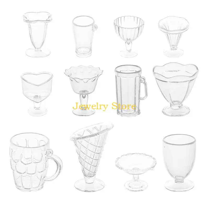 F2TD 12 pièces pour play tasse crème glacée sundae tasse récipient en argile mini plastique