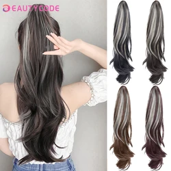 BEAUTYCODE Synthetic Long Wavy Ponytail Hair Extension Clip Highlighting Wig Clip In Hair Heat-Resistant Wigs For Women