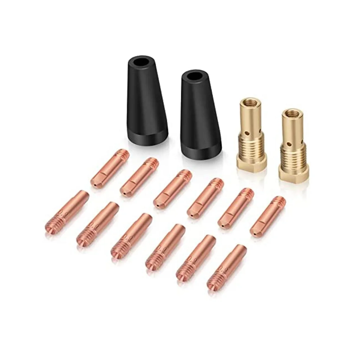 

16PCS Flux Core Gasless Nozzle Tips Kit K3493-1, 0.035inch Contact Tips & Gas Diffusers with Century FC90/80GL Titanium