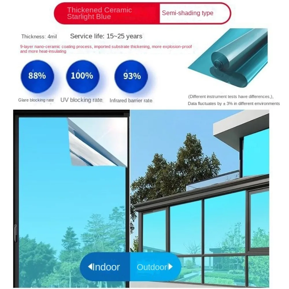 

Anti Peeping Sun Blocking Glass Sticker Self Adhesive Sun Protection One Way Mirror Window Film PVC Multi-size Sticky Film