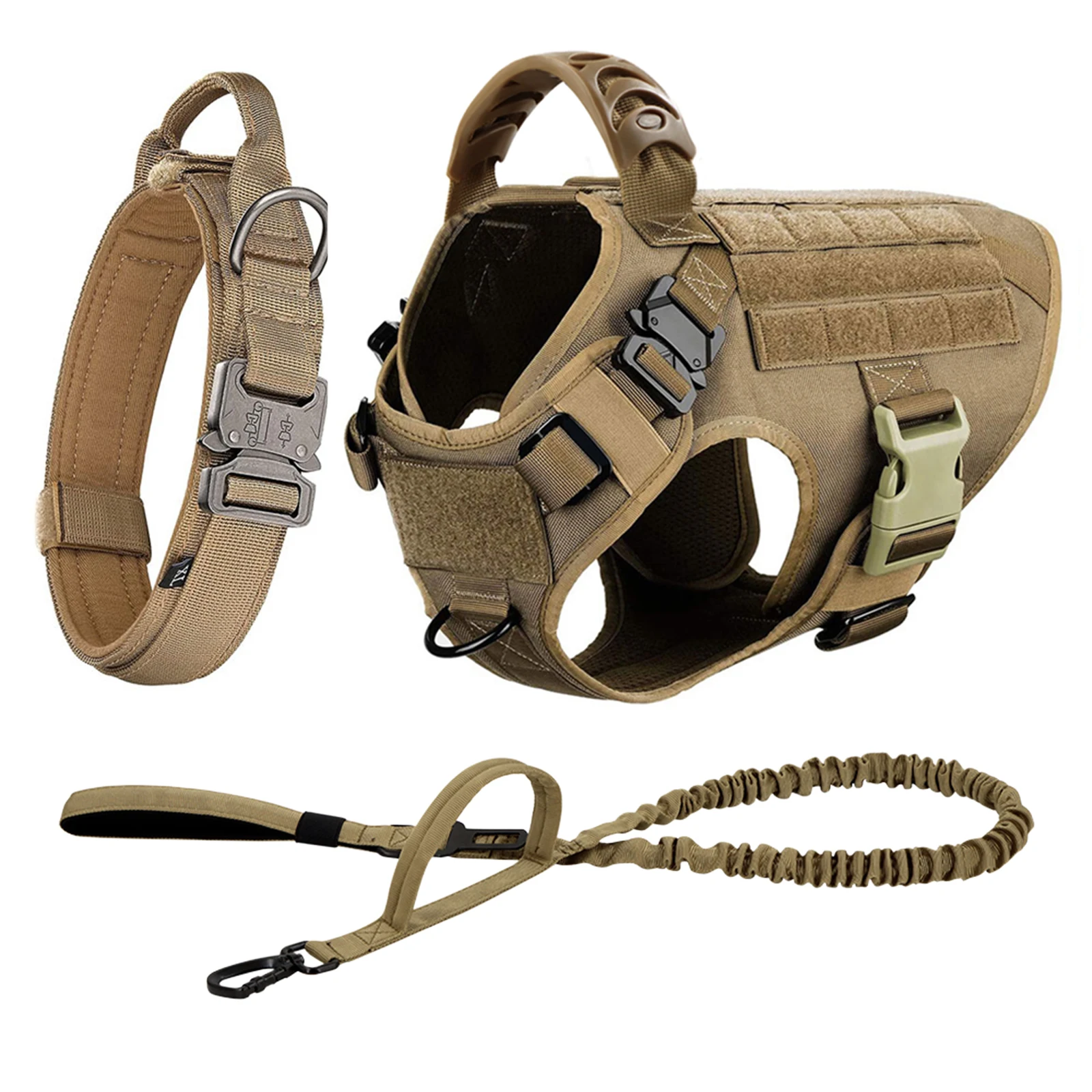 Tactical Large Dog Harness Vest and Leash Set for German Shepherd Malinois