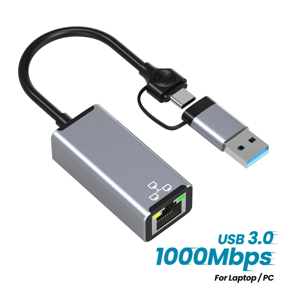 2-in-1 1000 MBit/s kabel gebundene Netzwerk karte USB 3,0 bis RJ45 Typ C bis RJ45 Netzwerk karte LAN Ethernet Adapter Gigabit Ethernet Adapter