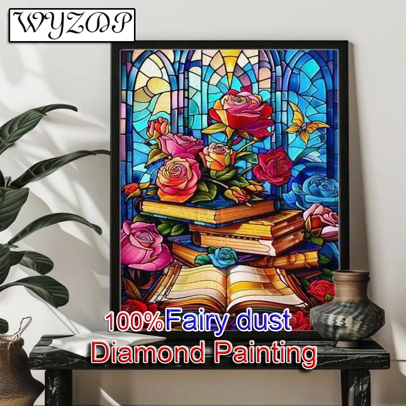 Flower 100% Fairy Dust Diamond Painting Kit Book Full Diamond Embroidery Gem Cross Stitch AB Diamond Art Crystal Home Decoration