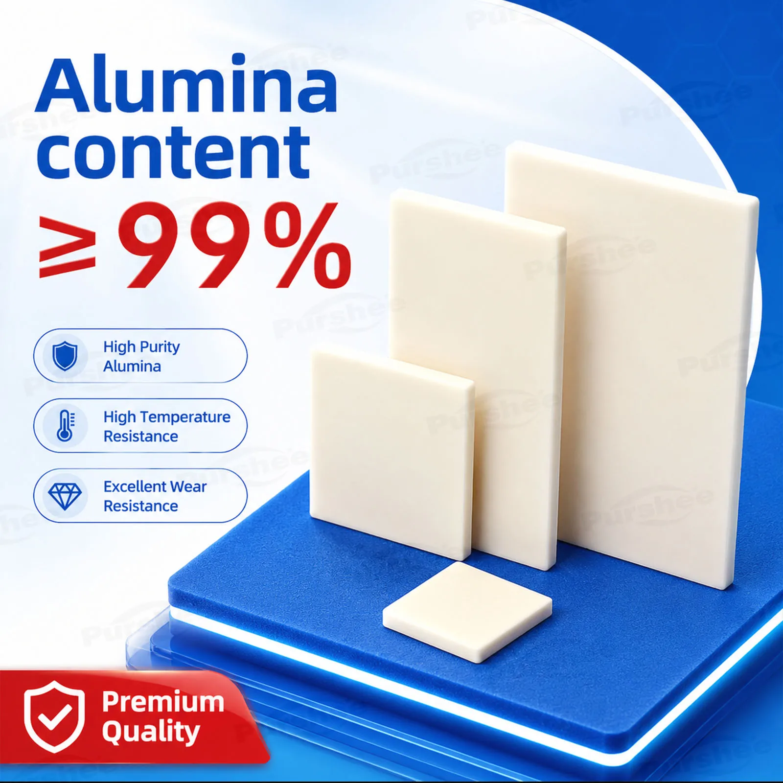 99% Alumina Corundum Sintered Setter Plate High Temp Resistant Ceramic Board Length ＜ 100mm For Kiln Sintering