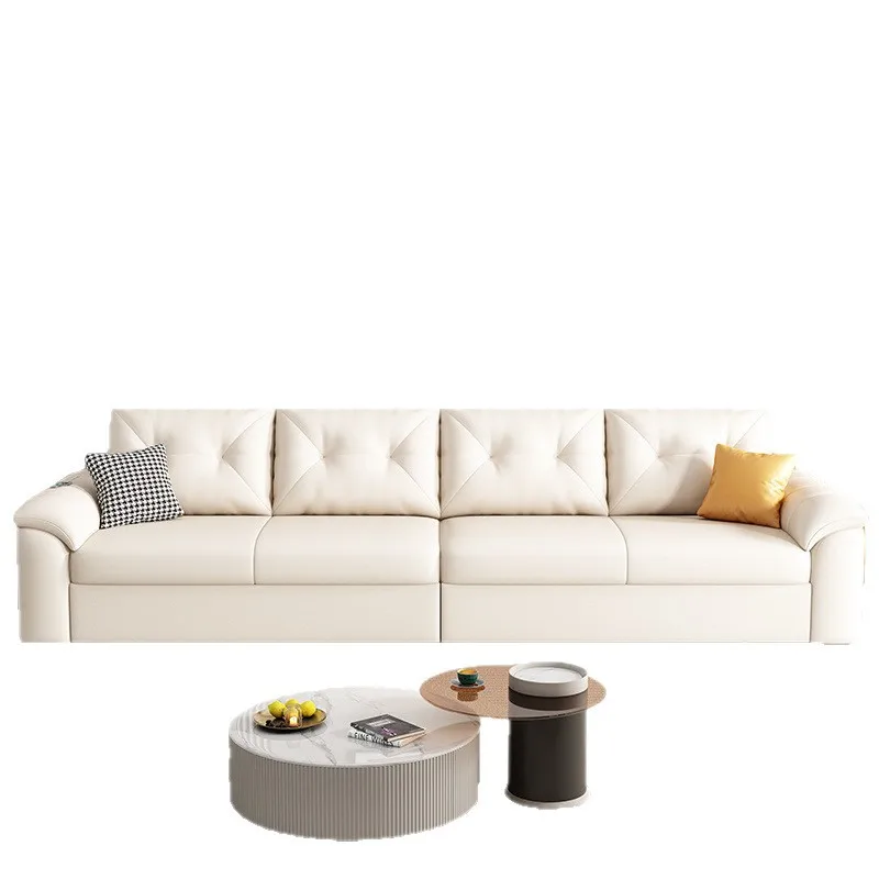 

New sofa bed modern and minimalist cow's milk oil cat paw leather