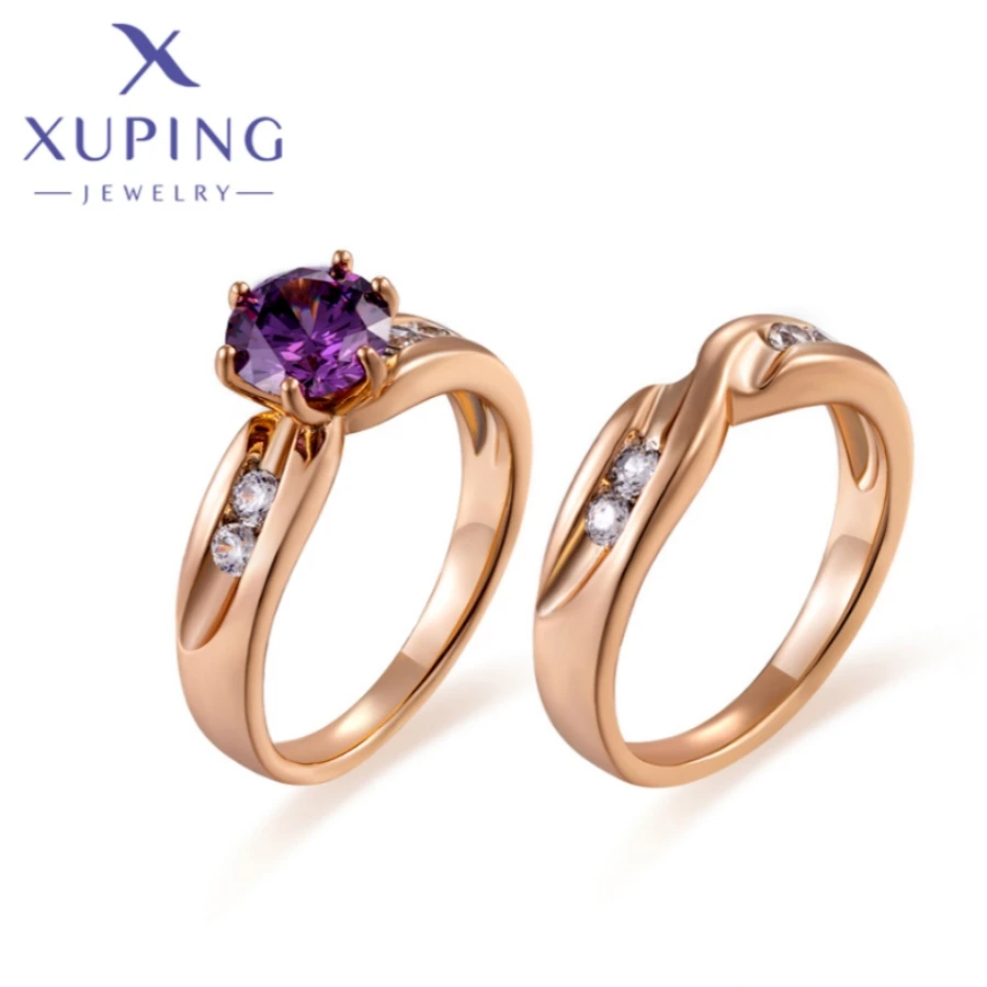 Xuping Jewelry New Fashion Circle Shape Gold Color Beautiful Rings for Women Schoolgirl Banquet Wedding Party Gifts S00084932