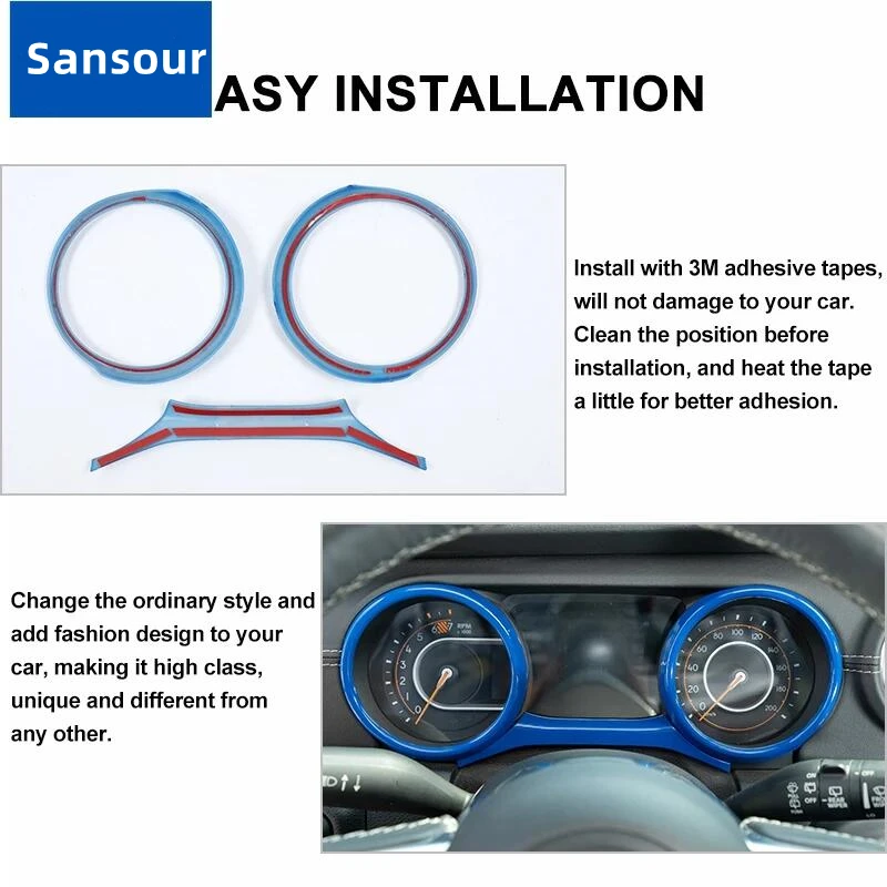 Car Central Control Instrument Dashboard Decoration Cover Stickers for Jeep Wrangler JL Gladiator JT 2018-2025 Accessories