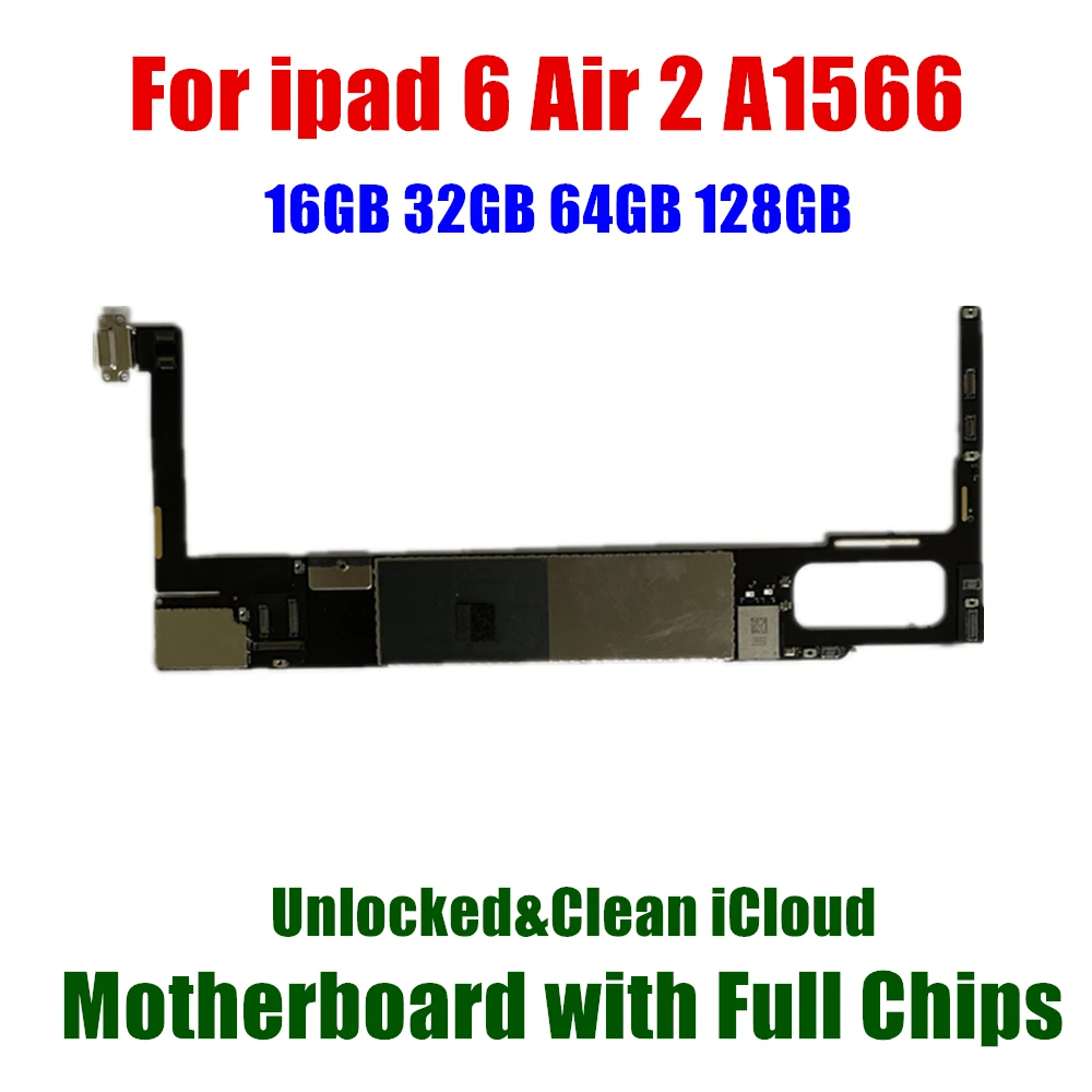 

A1566 Wifi mainboard Clean iCloud For ipad 6 Air 2 Motherboard 16GB 32GB 64GB 128GB Logic board air2 with full chips