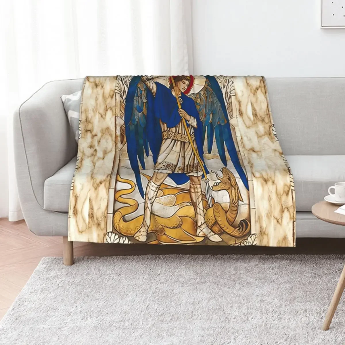 

St MIchael the Archangel Angel Saint Throw Blanket Custom heavy to sleep Luxury Throw Flannel Blankets