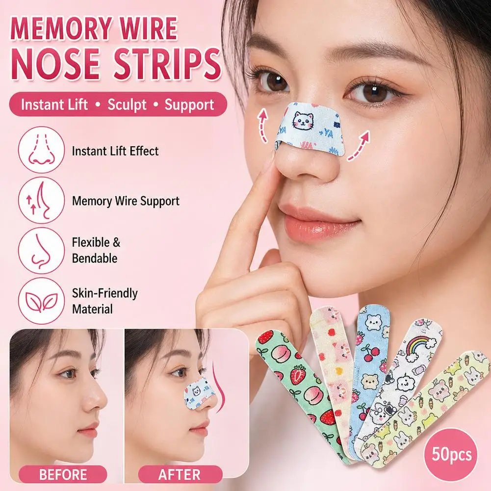 Nose Shaping Patch Memory Wire Bendable Adjustable Reusable Nose Lift Sticker Breathable Fabric Comfort Day Night Use