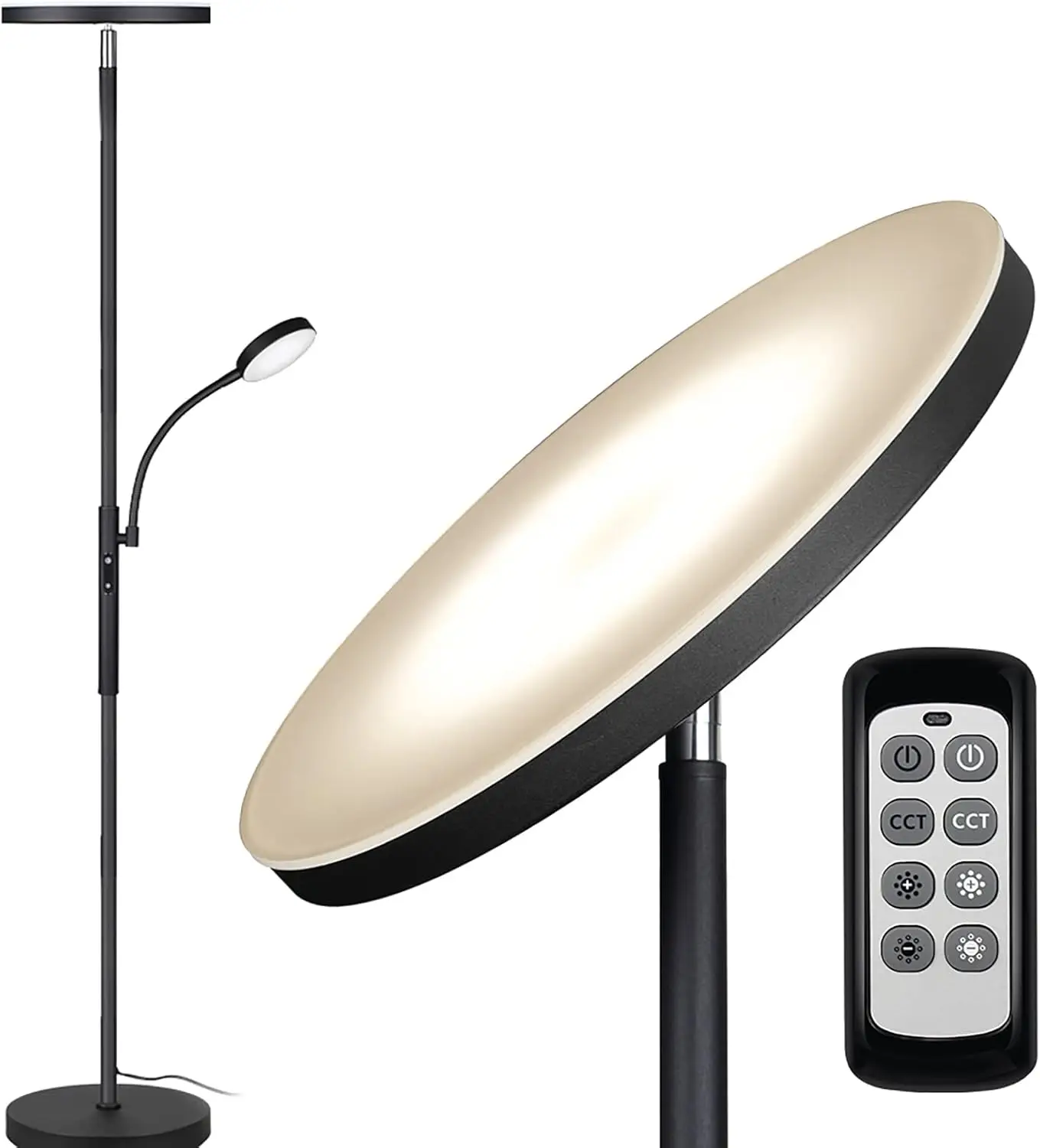 

Floor Lamp LED Floor Lamps for Living Room Bright Lighting, 27W/2000LM Main Light and 7W/350LM Side Reading Lamp