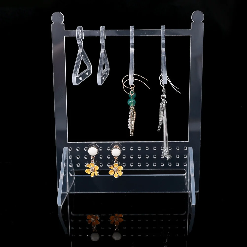 Earring Display Ear Stand Jewelry Organizer Acrylic Necklace Rack Desktop Clear Earrings Pendants Bracelets Storage Decorative