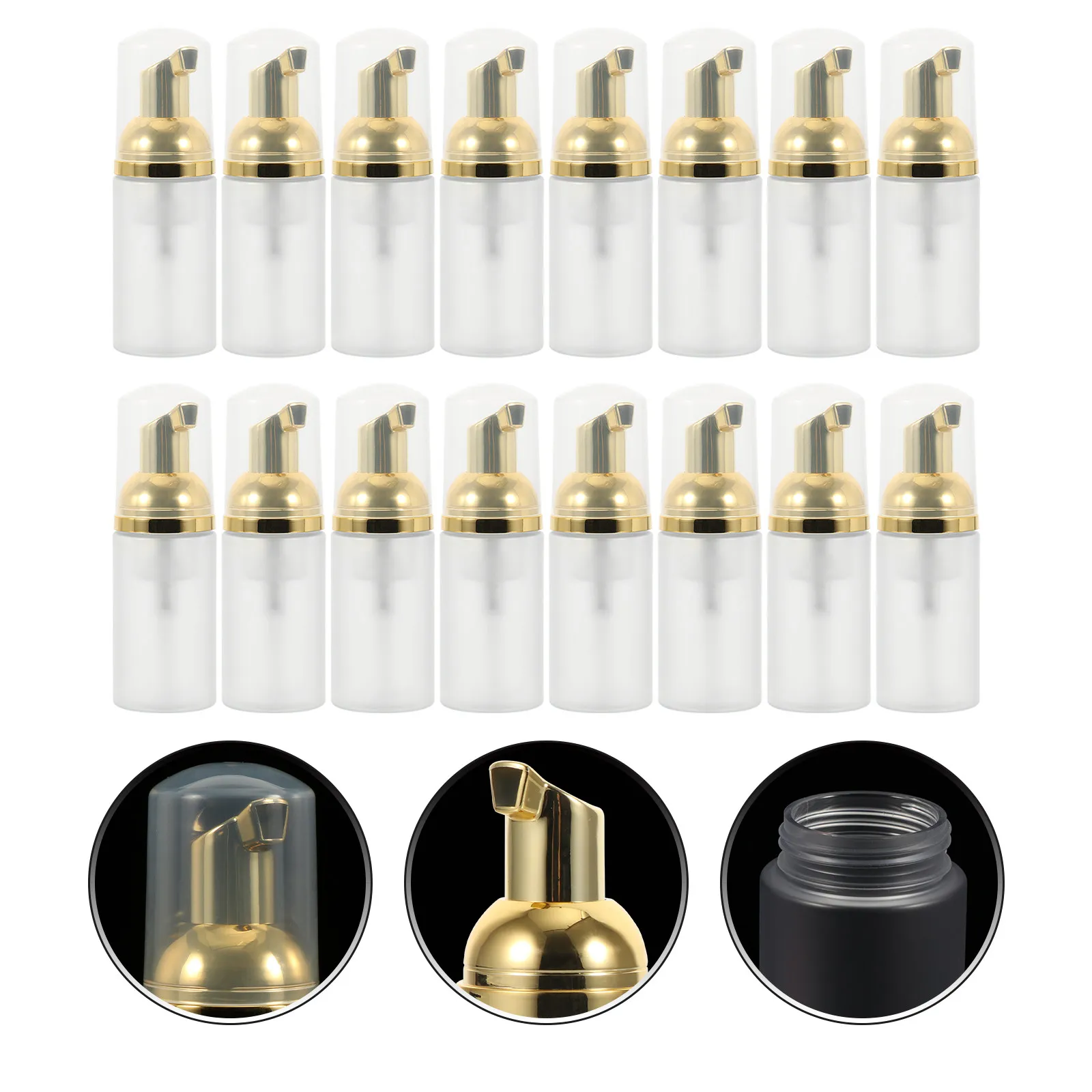 16pcs-foam-pump-bottles-frosted-pet-reusable-foaming-containers-portable-travel-hand-soap-mousse-shampoo-dispenser