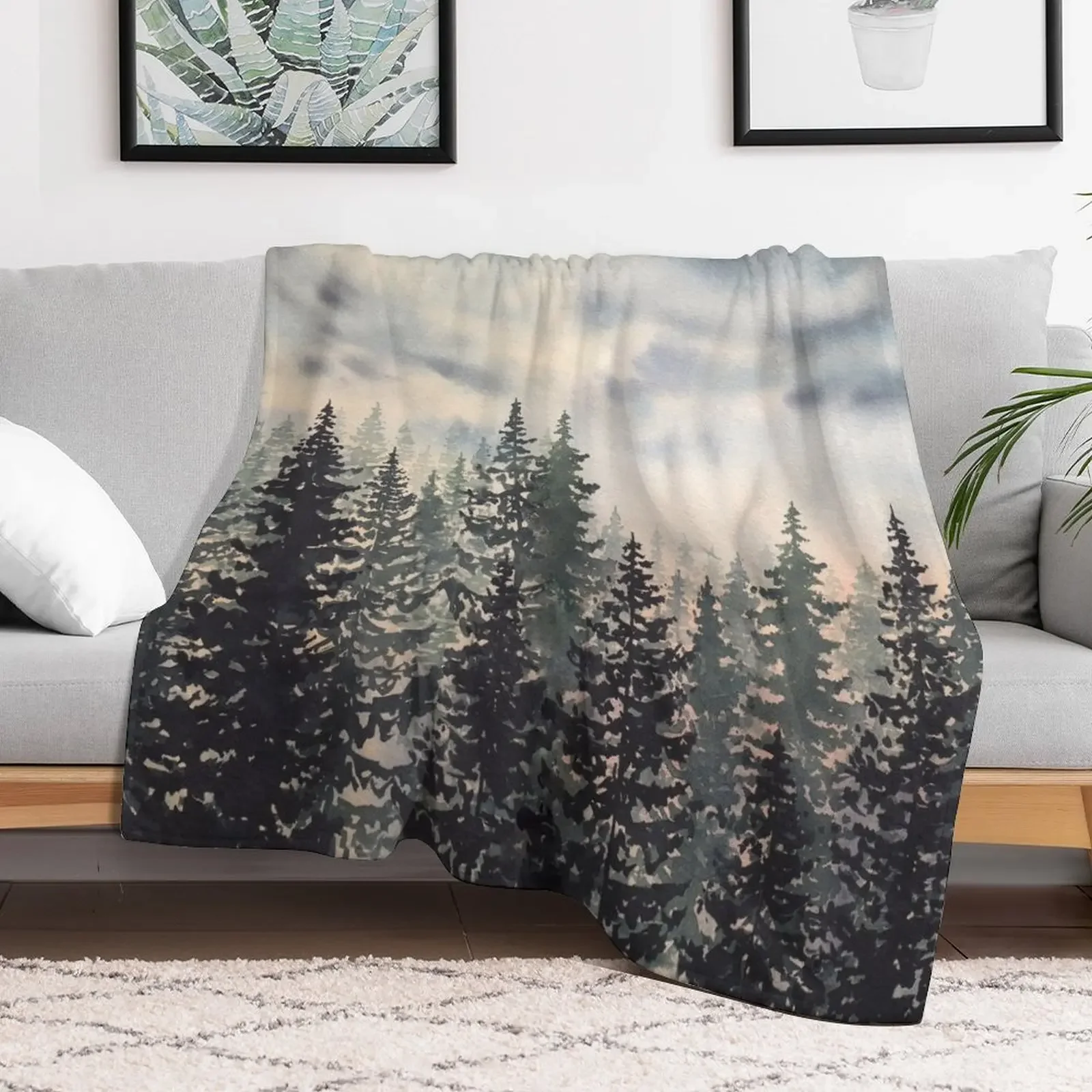 

Pine Trees Sunset Throw Blanket Luxury Throw Bed linens Cute Plaid Blankets