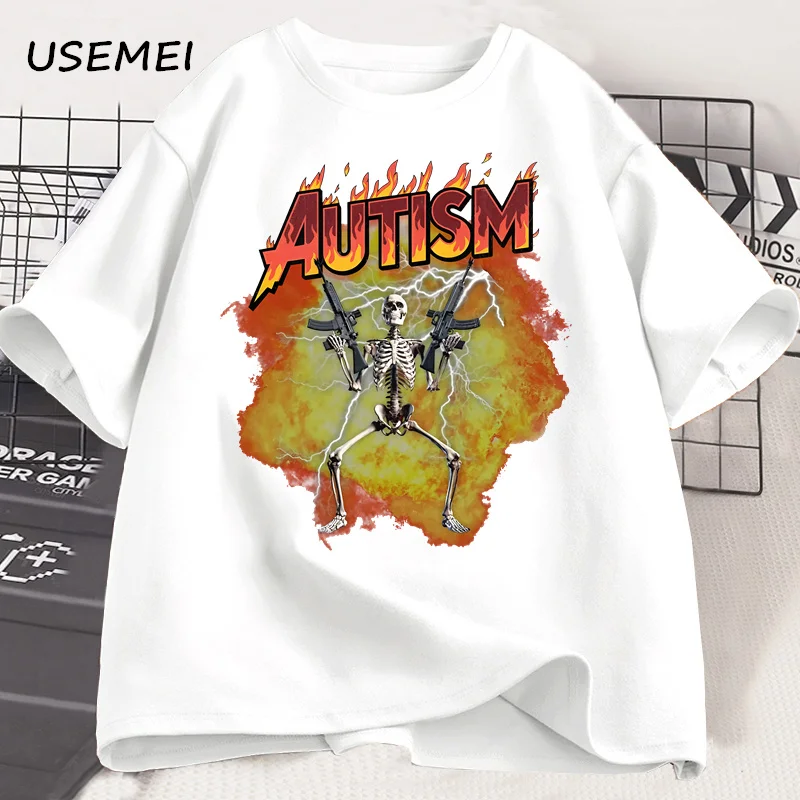 

Autistic Funny Skeleton T-Shirt Autism Edgy Skeleton Meme Tshirt Men Women Harajuku Graphic Tees Oversized Vintage Mens Clothing