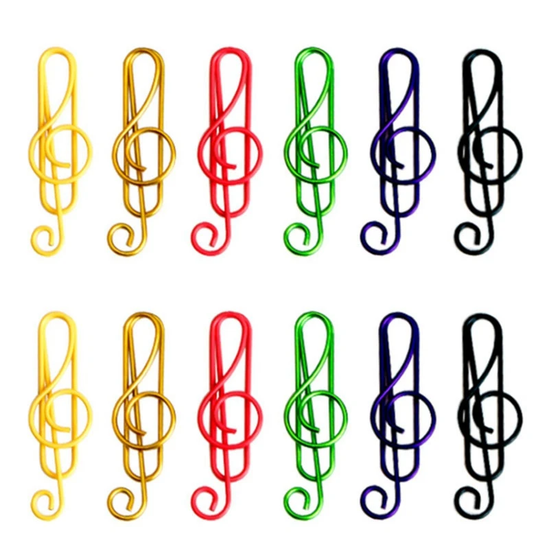 100 Pieces Music Paper Clips 6 Colors, Metal Paper Clips Musical Notes Clips Music Office Accessories For Desk Bookmark