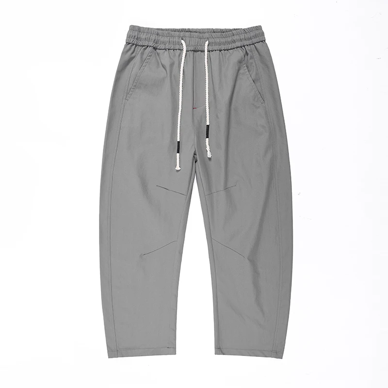 ผู้ชายเอวสูงตรงกางเกงขากว้างโพลีเอสเตอร์สายรัด 2025 ฤดูใบไม้ร่วงฤดูหนาวอเนกประสงค์สบายๆกางเกงยาว,PLUSขนาด 5XL