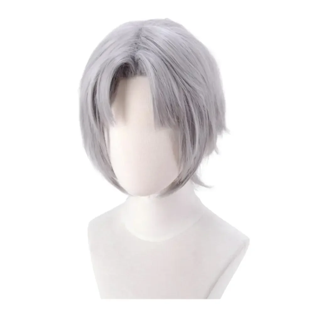 Peruka Cosplay Dante DMC 5 Anime Rekwizyty Kostiumowe Przebranie dla Mężczyzn Srebrna Krótka Peruka Roleplay Halloween Karnawał Akcesoria Kostiumowe