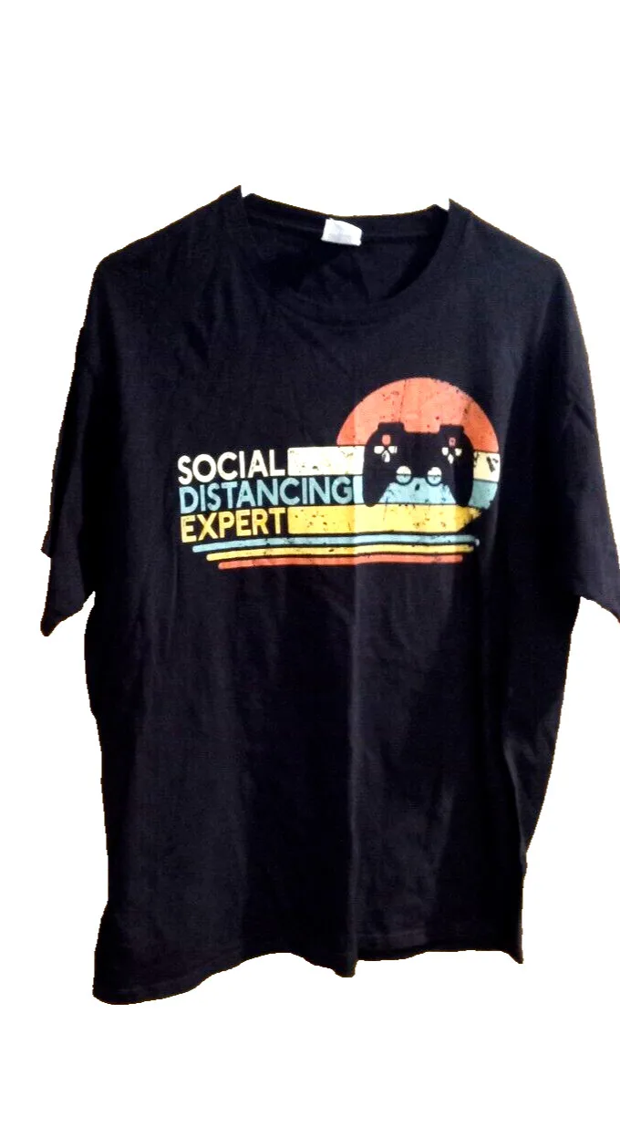 Gamer port company t shirt Mens social distancing Expery size XL black