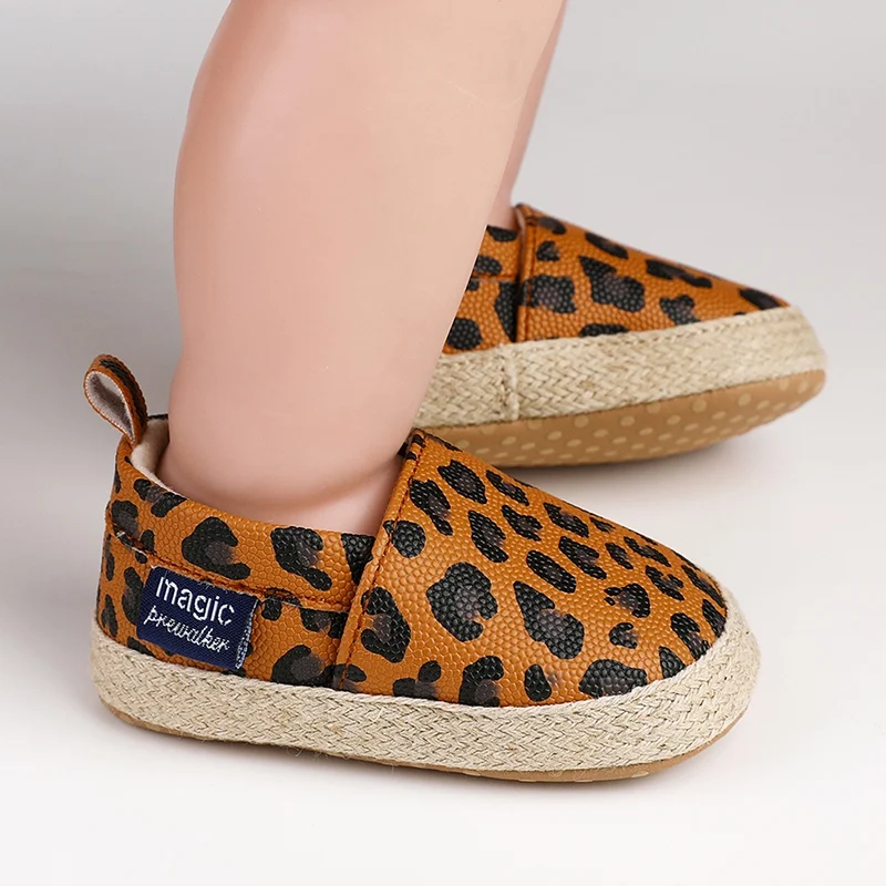 Zapatos antideslizantes con estampado de leopardo para niña, calzado informal para caminar, para primavera y otoño, 0 a 18 meses