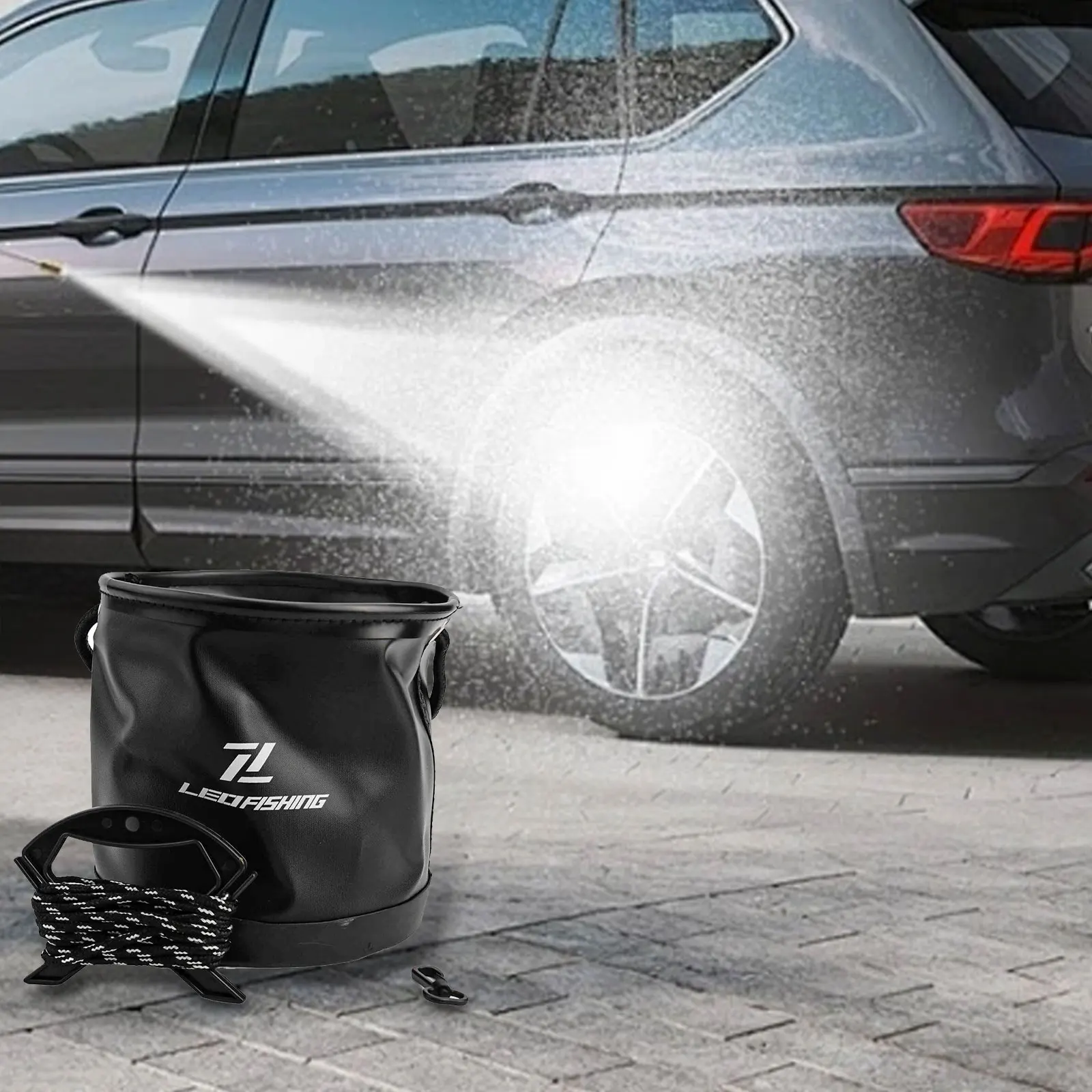 

4.5L EVA Round Fold Live Fish Bucket Water Tank Container-Gear With Drawstring Fishing-Equipment For Fishing Cleaning-Cars